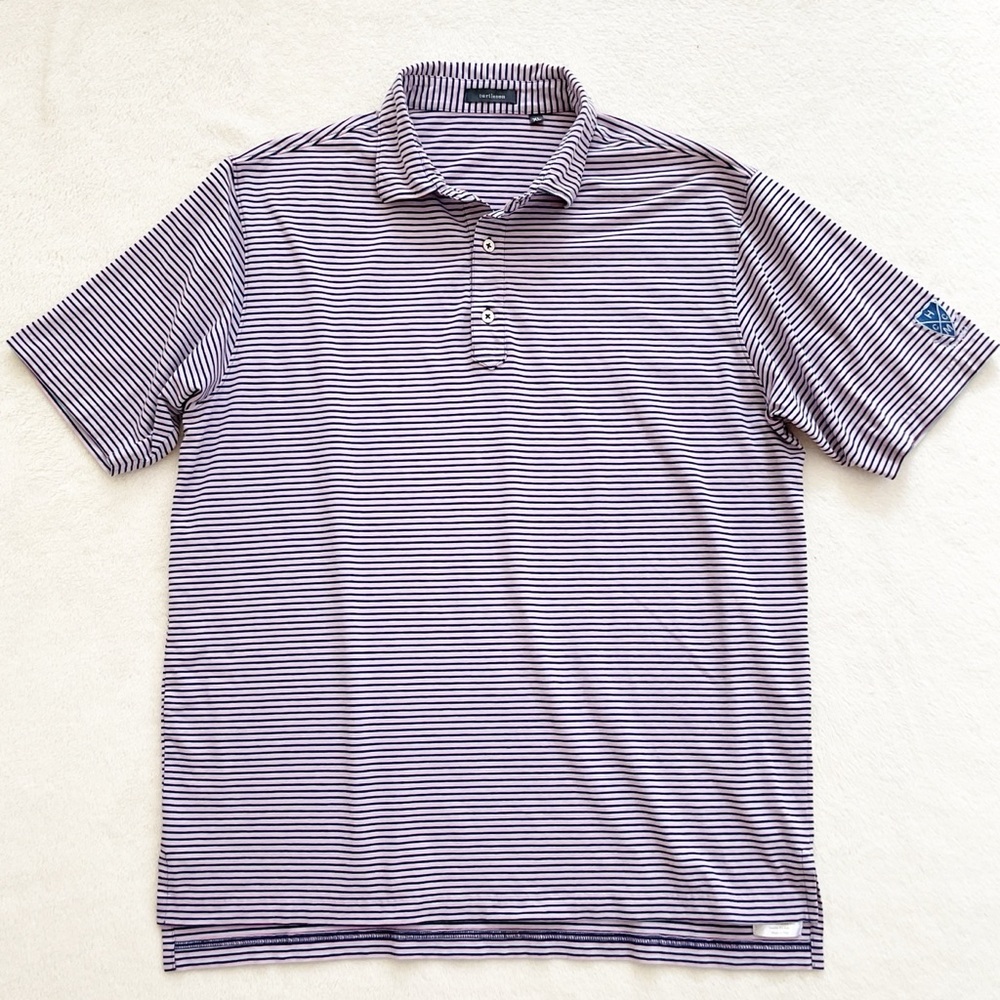 Turtleson XL Pima Cotton Polo Navy Pink Stripe Golf Shirt